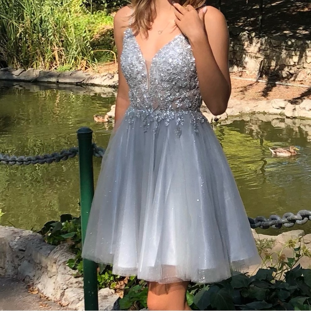 Silver homecoming dress